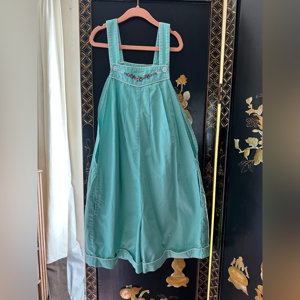 Teal Sleeveless girls jumper with Embellished Neckline